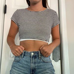 Cropped striped Cotton T-Shirt